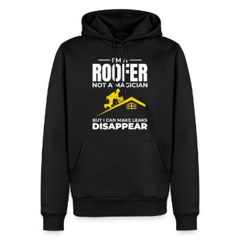 Couvreur Couvreur Réparation de toiture Entrepreneur mécanicien - Sweat à capuche Premium bio Homme - noir - Devant - Nico (187cm)