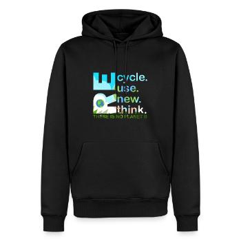Recycle Reuse Renew Rethink Is Planet Earth Day - Men’s Premium Organic Hoodie - black - Front - Nico (187cm)