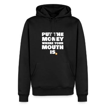 Put the money! - Männer Premium Bio Hoodie - Schwarz - Vorne - Nico (187cm)