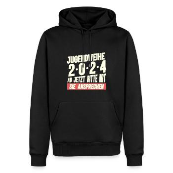 Jugendweihe 2024 Ab Jetzt Bitte Mit Sie Ansprechen - Männer Premium Bio Hoodie - Schwarz - Vorne - Nico (187cm)