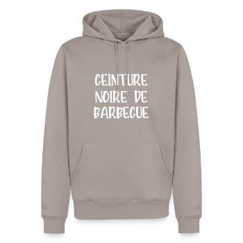 ceinture noire de barbecue - Sweat à capuche Premium bio Homme - taupe - Devant - Nico (187cm)