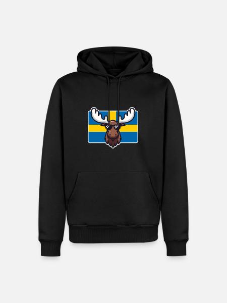 Älg med solglasögon och svensk flagga - Ekologisk premiumluvtröja herr - svart