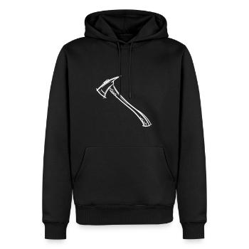 Dessin de hache / hache de pompier. Pompier. - Sweat à capuche Premium bio Homme - noir - Devant - Nico (187cm)