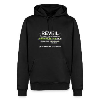 Mon Réveil En Cours De Téléchargement - Sweat à capuche Premium bio Homme - noir - Devant - Nico (187cm)