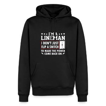 Power Lineman Stromleitung Elektriker - Männer Premium Bio Hoodie - Schwarz - Vorne - Nico (187cm)