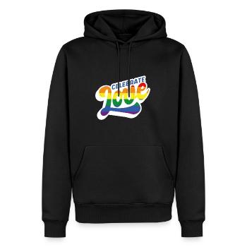 Celebrate love - weiss - Männer Premium Bio Hoodie - Schwarz - Vorne - Nico (187cm)