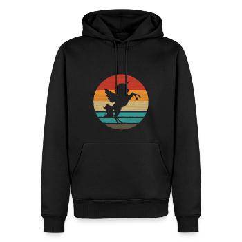 Einhorn Retro Style Vintage - Männer Premium Bio Hoodie - Schwarz - Vorne - Nico (187cm)