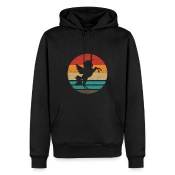 Einhorn Retro Style Vintage - Männer Premium Bio Hoodie - Schwarz - Vorne - Nico (187cm)