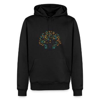 Schmetterlingsbaum Bunte Schmetterlinge Fliegen - Männer Premium Bio Hoodie - Schwarz - Vorne - Nico (187cm)