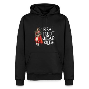Real Men Wear Kilts- Schottenroch Herrenrock - Männer Premium Bio Hoodie - Schwarz - Vorne - Nico (187cm)