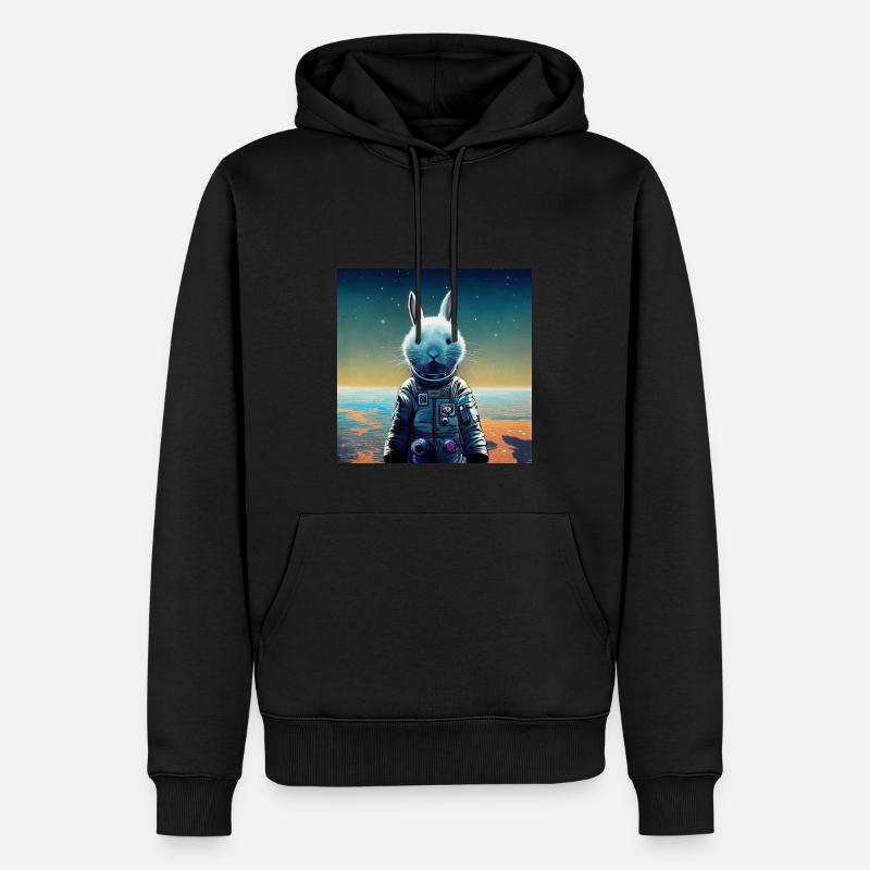 white rabbit astronaut - Sweat à capuche Premium bio Homme - noir