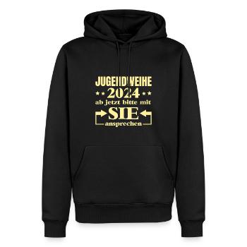 Jugendweihe 2024 Ab Jetzt Bitte Mit Sie Ansprechen - Männer Premium Bio Hoodie - Schwarz - Vorne - Nico (187cm)