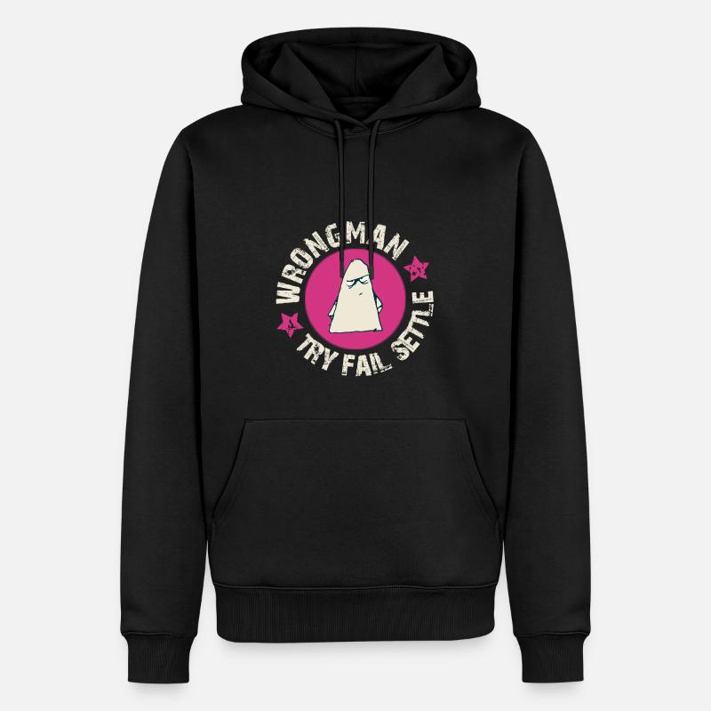 wrongman try - fail - settle - Männer Premium Bio Hoodie - Schwarz