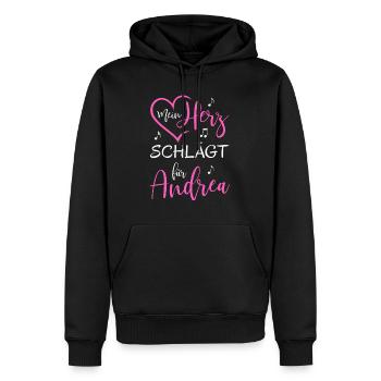 Mein Herz schlägt für Andrea - Männer Premium Bio Hoodie - Schwarz - Vorne - Nico (187cm)
