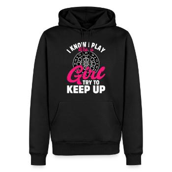 Drôle de fléchettes idée cadeau pour les joueurs de fléchettes fléchettes - Sweat à capuche Premium bio Homme - noir - Devant - Nico (187cm)