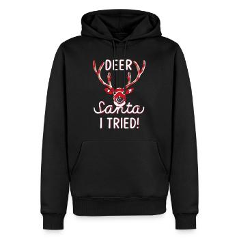 Rudolf das Rentier - Deer Santa I tried - Geschenk - Männer Premium Bio Hoodie - Schwarz - Vorne - Nico (187cm)