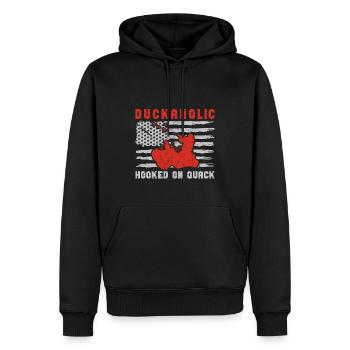 Chasse au canard Duckaholic - Sweat à capuche Premium bio Homme - noir - Devant - Nico (187cm)