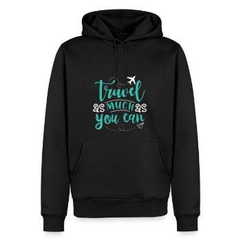 Reise so viel wie du nur kannst. Urlaub verreisen - Männer Premium Bio Hoodie - Schwarz - Vorne - Nico (187cm)