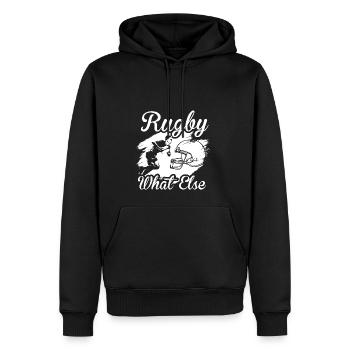 Rugby Rugbyspieler Teamsport Kontaktsport - Männer Premium Bio Hoodie - Schwarz - Vorne - Nico (187cm)