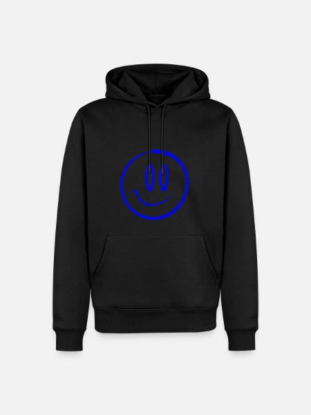Blue Smile Design Happy Face - Sweat à capuche Premium bio Homme - noir