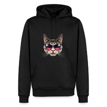 Class Cat with Sunglasses - Men’s Premium Organic Hoodie - black - Front - Nico (187cm)