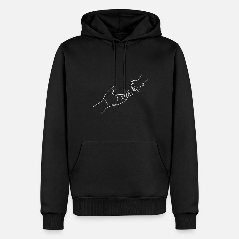 Chat à main - Sweat à capuche Premium bio Homme - noir