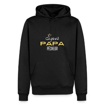 super papa pêcheur - Sweat à capuche Premium bio Homme - noir - Devant - Nico (187cm)