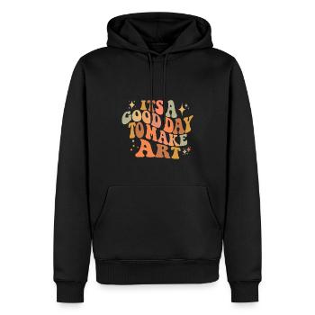 Professeur d’art Drôle de dicteur Cours d’art Cours d’art - Sweat à capuche Premium bio Homme - noir - Devant - Nico (187cm)