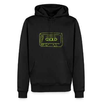 Kassette - Männer Premium Bio Hoodie - Schwarz - Vorne - Nico (187cm)