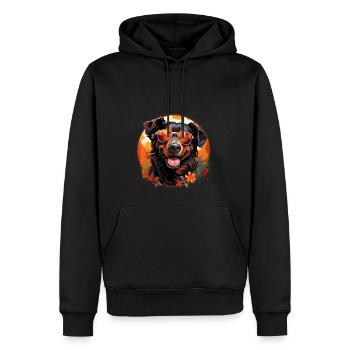 Cooler Hund mit Sonnenbrille im Hawaii Style - Männer Premium Bio Hoodie - Schwarz - Vorne - Nico (187cm)