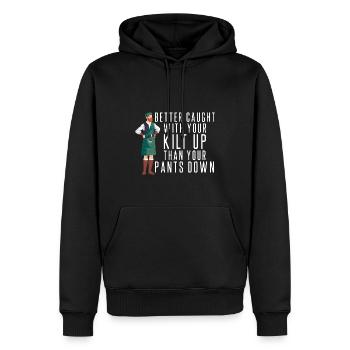 Besser mit dem Kilt erwischt Kilt Guys - Männer Premium Bio Hoodie - Schwarz - Vorne - Nico (187cm)