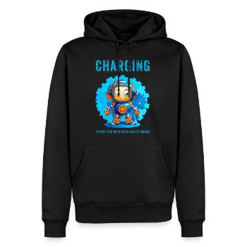 Robot Kid - Men’s Premium Organic Hoodie - black - Front - Nico (187cm)