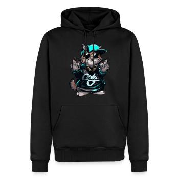Cat Hip Hop Gangsta - Sweat à capuche Premium bio Homme - noir - Devant - Nico (187cm)