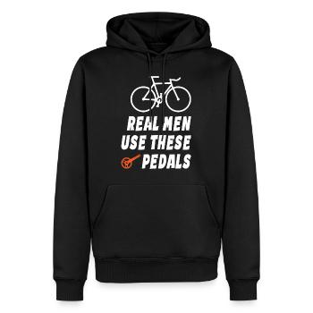 Real Men Use These Pedals - Männer Premium Bio Hoodie - Schwarz - Vorne - Nico (187cm)
