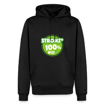stronz* 100% bio - Felpa con cappuccio ecologica premium da uomo - nero - Fronte - Nico (187cm)