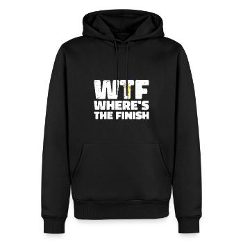 WTF Wo ist das Ziel - Running Runner - Männer Premium Bio Hoodie - Schwarz - Vorne - Nico (187cm)