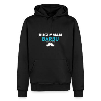 RUGBYMAN Barbu, c'est mon stile - Sweat à capuche Premium bio Homme - noir - Devant - Nico (187cm)