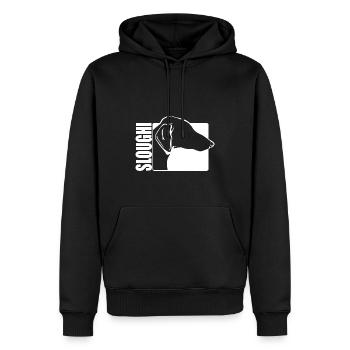 Sloughi Profil Chiens Chiens Greyhounds Wilsigns - Sweat à capuche Premium bio Homme - noir - Devant - Nico (187cm)
