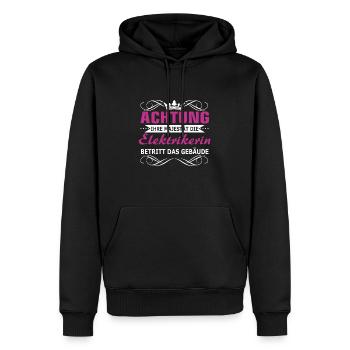 Elektrikerin - Ihre Majestät - Männer Premium Bio Hoodie - Schwarz - Vorne - Nico (187cm)