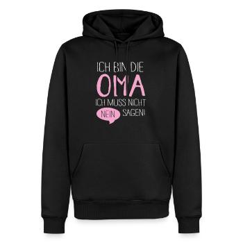 Oma muss nicht nein sagen - Männer Premium Bio Hoodie - Schwarz - Vorne - Nico (187cm)