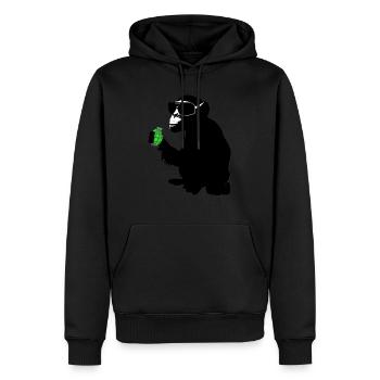 singe avec grenade - Sweat à capuche Premium bio Homme - noir - Devant - Nico (187cm)