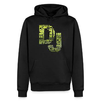 DJ - music is my life - Männer Premium Bio Hoodie - Schwarz - Vorne - Nico (187cm)