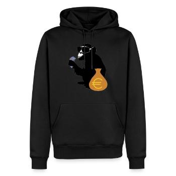 Euro singe - Sweat à capuche Premium bio Homme - noir - Devant - Nico (187cm)