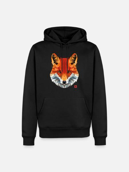 geometrischer Fuchs - Männer Premium Bio Hoodie - Schwarz