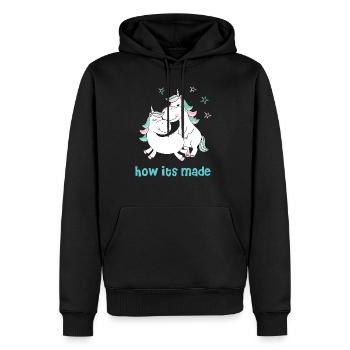 Licorne comment c'est fait - Sweat à capuche Premium bio Homme - noir - Devant - Nico (187cm)