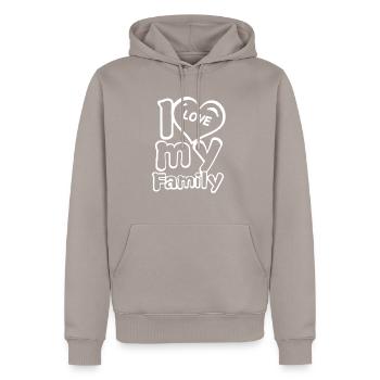 Family - Men’s Premium Organic Hoodie - taupe - Front - Nico (187cm)