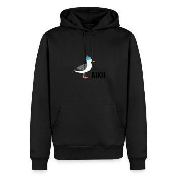 Ahoi Seagull with Poodle Cap North Cool Bird - Men’s Premium Organic Hoodie - black - Front - Nico (187cm)