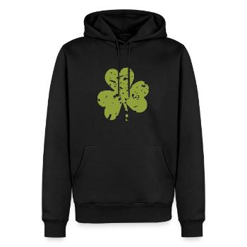 VIERBLÄTTRIGES KLEEBLATT-FOUR-LEAF CLOVER - Männer Premium Bio Hoodie - Schwarz - Vorne - Nico (187cm)