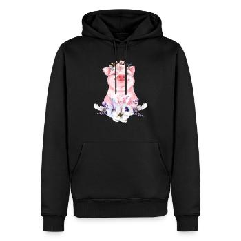 Schwein Schweinchen Boho Blumen Geschenk Geburt - Männer Premium Bio Hoodie - Schwarz - Vorne - Nico (187cm)