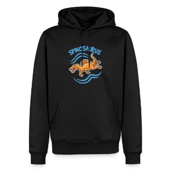 Dinosaurier Spinosaurus Comic Logo Schwimmer Dino - Männer Premium Bio Hoodie - Schwarz - Vorne - Nico (187cm)